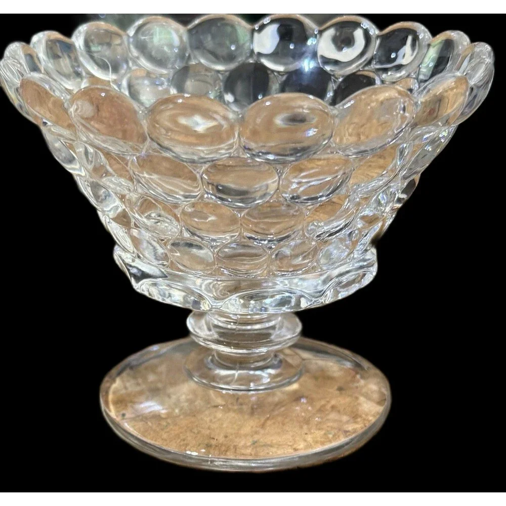 Vintage Westmoreland Thousand Eye Clear Glass Footed Mayonnaise Bowl 1932-1956
